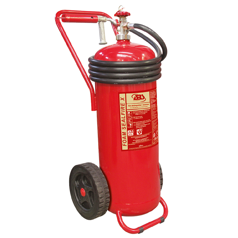 [45492] Fire Extinguisher Wheeled,PFOS/PFOA Free  Foam, 50L,Stored Pressure,w/Hose,Horn&Nozzle,SOLAS/MED(EN image