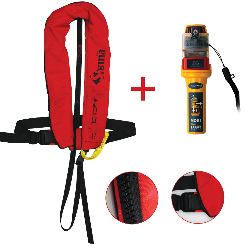 Sigma Inflatable Lifejackets Auto, 170N, ISO 12402-3 with Ocean Signal MOB1, set image #1