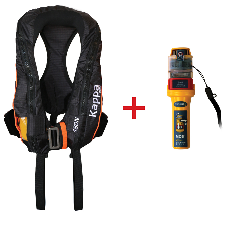 Kappa Inflatable Lifejacket Auto, 180N, ISO 12402-3  with Ocean Signal MOB1, set image