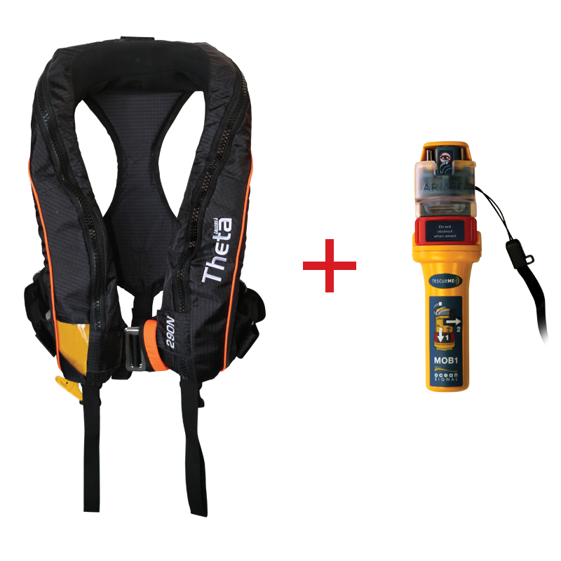 Theta Inflatable Lifejacket Auto, 290N, ISO 12402-2  with Ocean Signal MOB1, set image